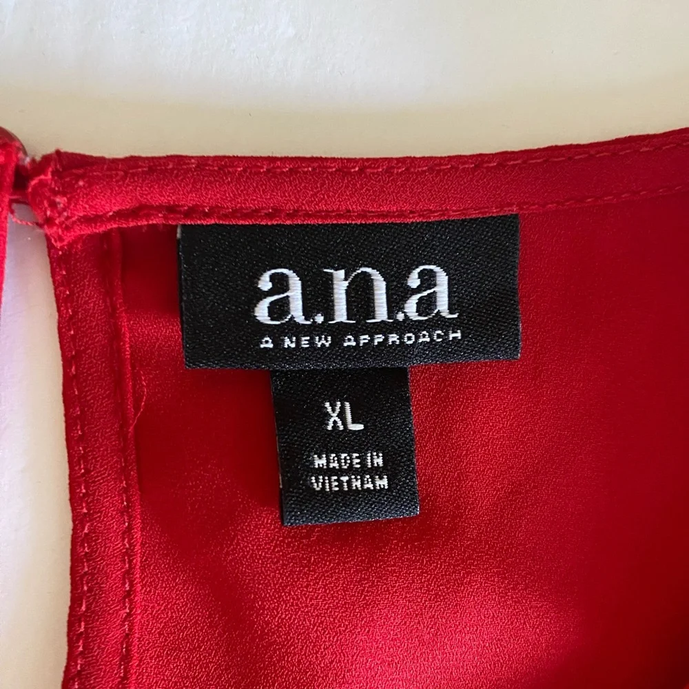 a.n.a Vibrant Red Ruffle Long Sleeve Blouse, Sz. XL
